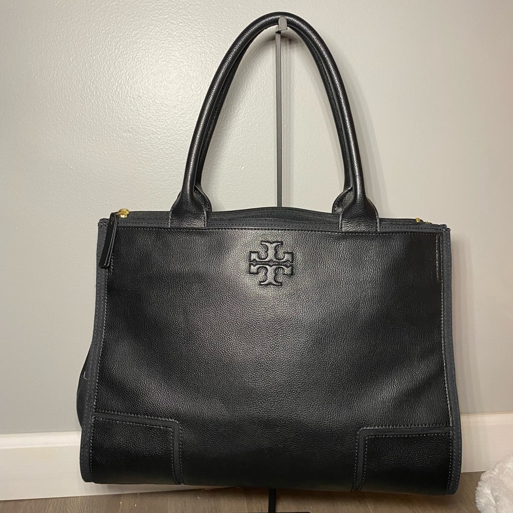 Tory Burch Black Leather Ella Tote Bag. Great work bag!
